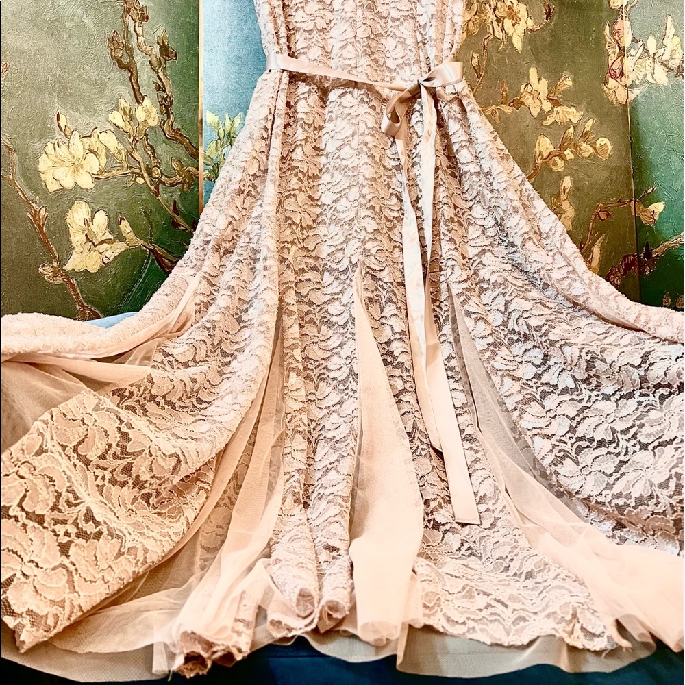 👰🏼‍♀️🤵🏼Gorgeous pinkish Lace Sparkly Dress Long Length Size 2X Plus Size💃🏼